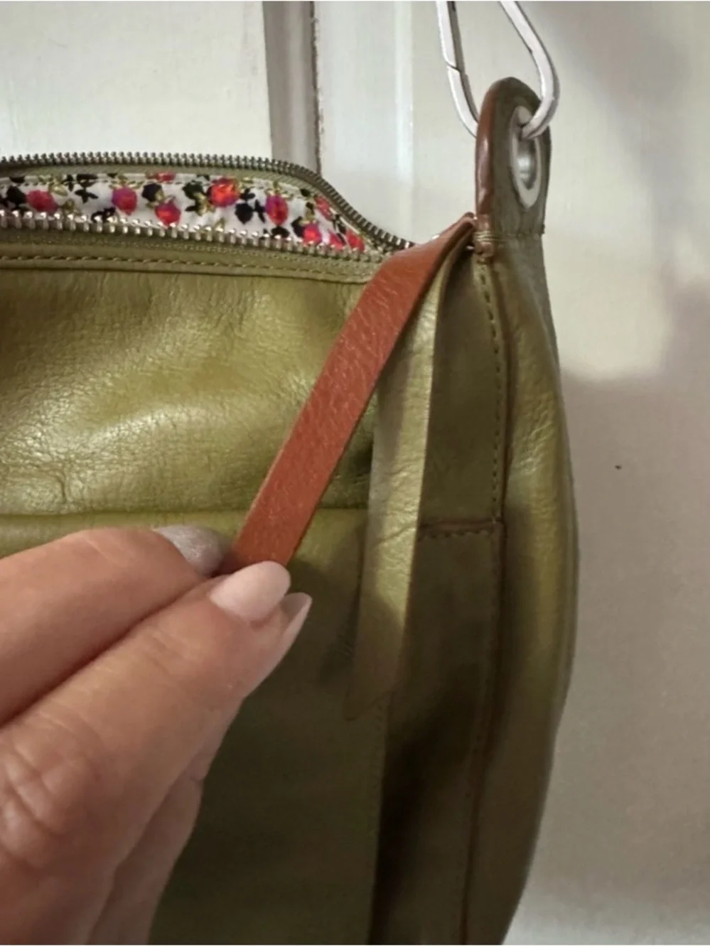 Vera Bradley Olive Green Leather Shoulder Bag with Matching Wallet